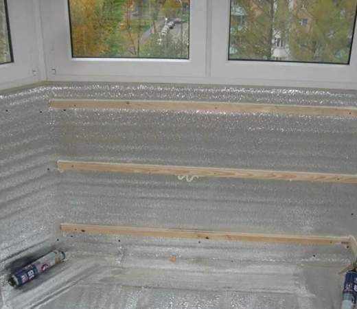 Утепление балкона фольгированным тепофолом 6 кв. м. в Жуковском