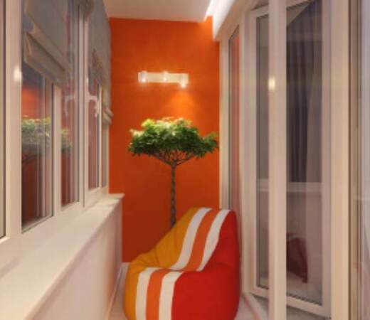 Теплое остекление балкона с окраской в оранжевый в Жуковском