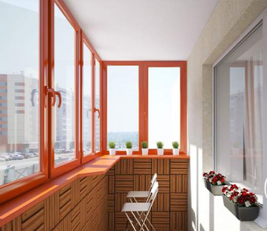 Теплое остекление балкона с окраской в оранжевый в Жуковском